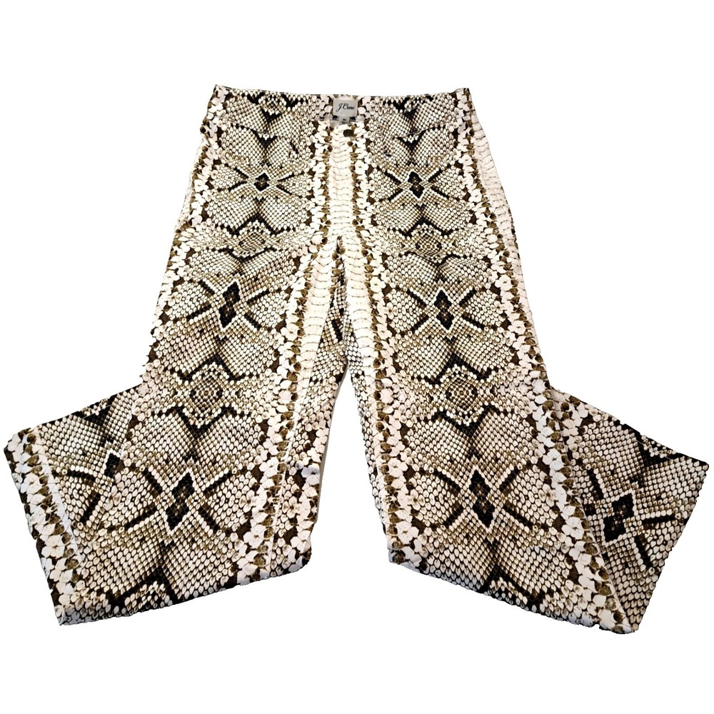 J. Crew Factory Black and Cream Snake-Print Cropped Pants